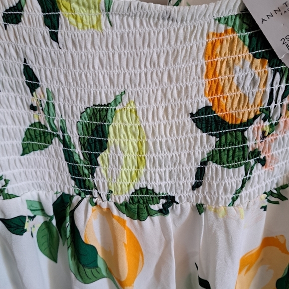 ANN TAYLOR flutter short sleeve smocked top summer floral light beachy resort XL - Picture 5 of 6